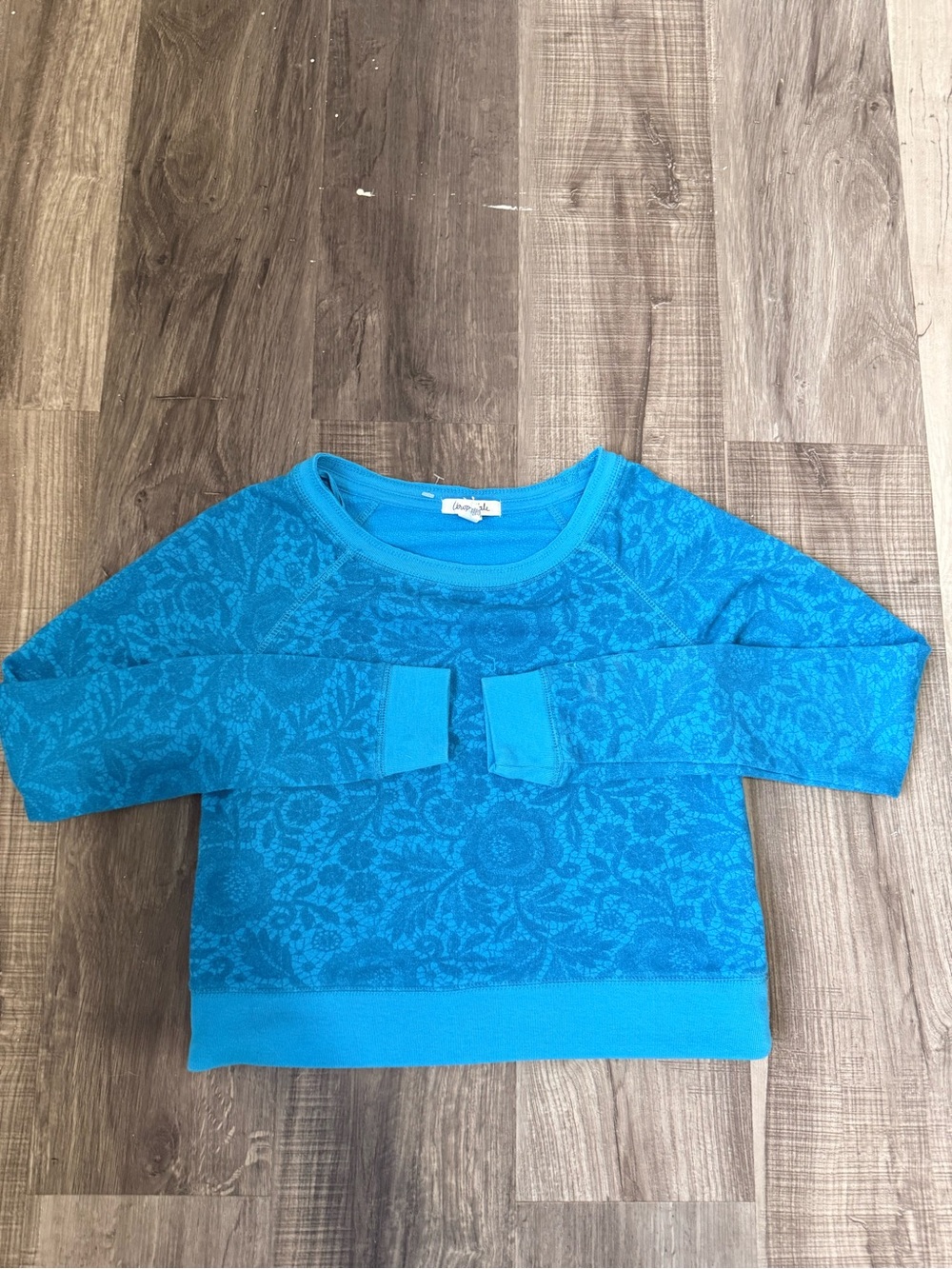 Aeropostale Girls' Teal Blue Floral Lightweight Pullover Sweatshirt
